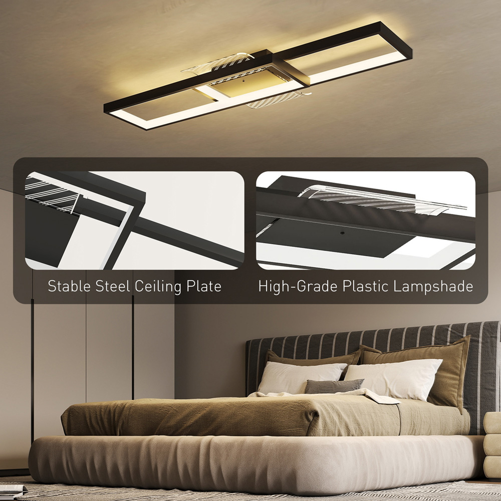 Portland Black Geometric Dimmable LED Ceiling Light with Remote Control Image 8