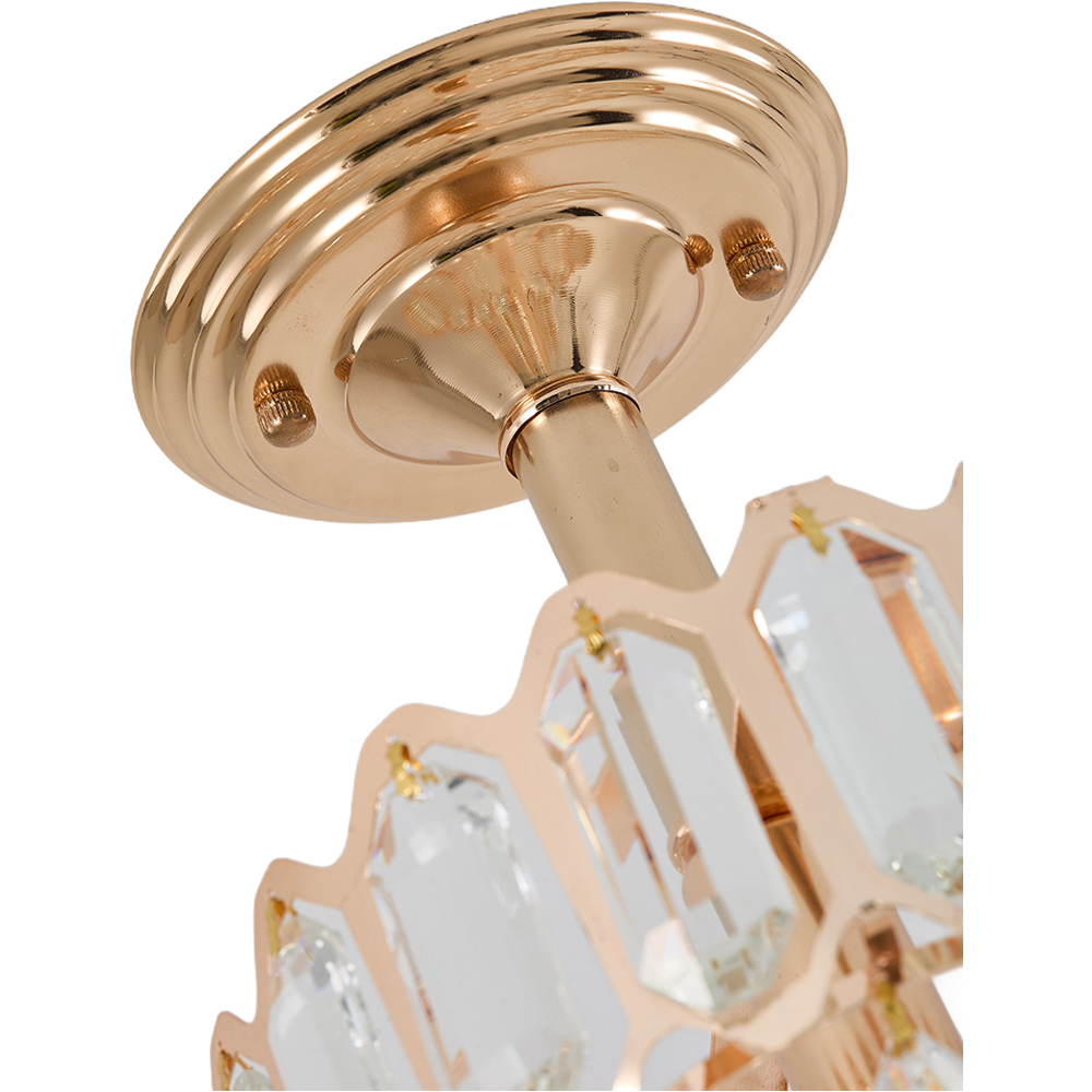 Living and Home Gold Iron Crystal E14 Pendant Light Image 6