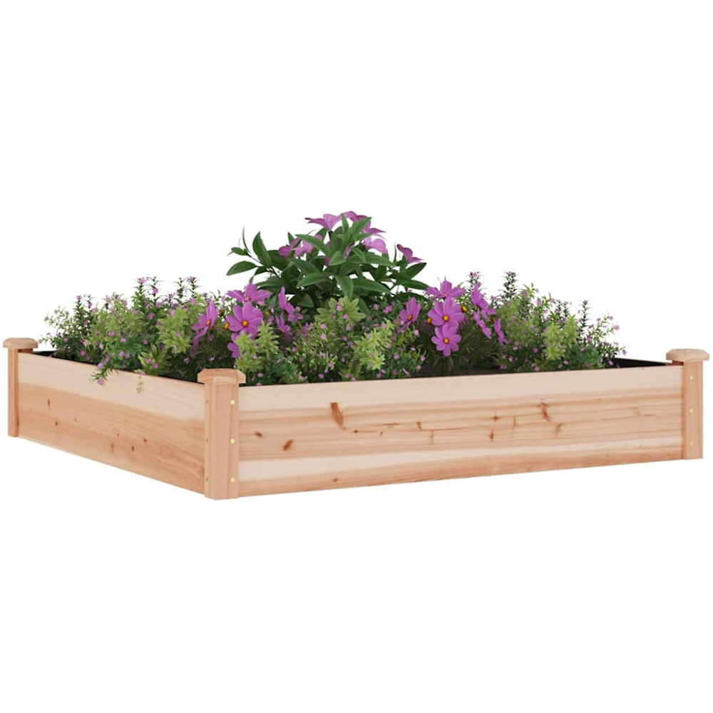 vidaXL Natural Solid Fir Wood Raised Garden Bed 120 x 120 x 25cm Image 2