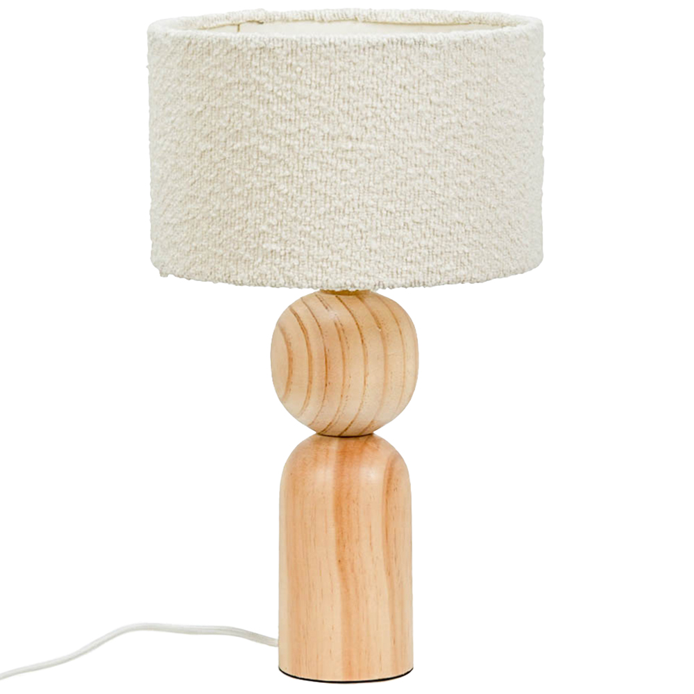 ValueLights Azalea Oak Cream Boucle Shade LED Table Lamp Image 1