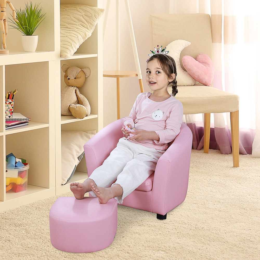 Tommy Toys Pink Kids Mini Armchair with Ottoman Image 4
