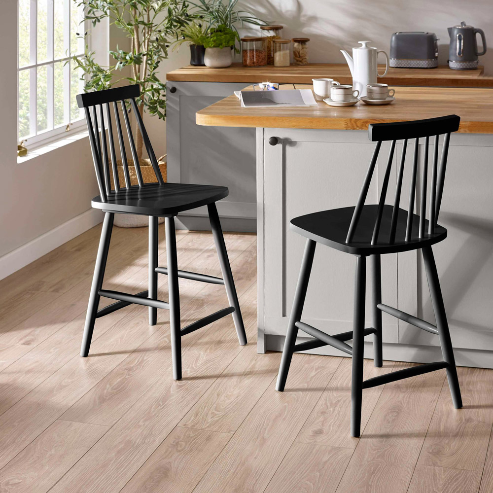 Julian Bowen Alassio Black Spindle Back Solid Wood Bar Stool Image 7