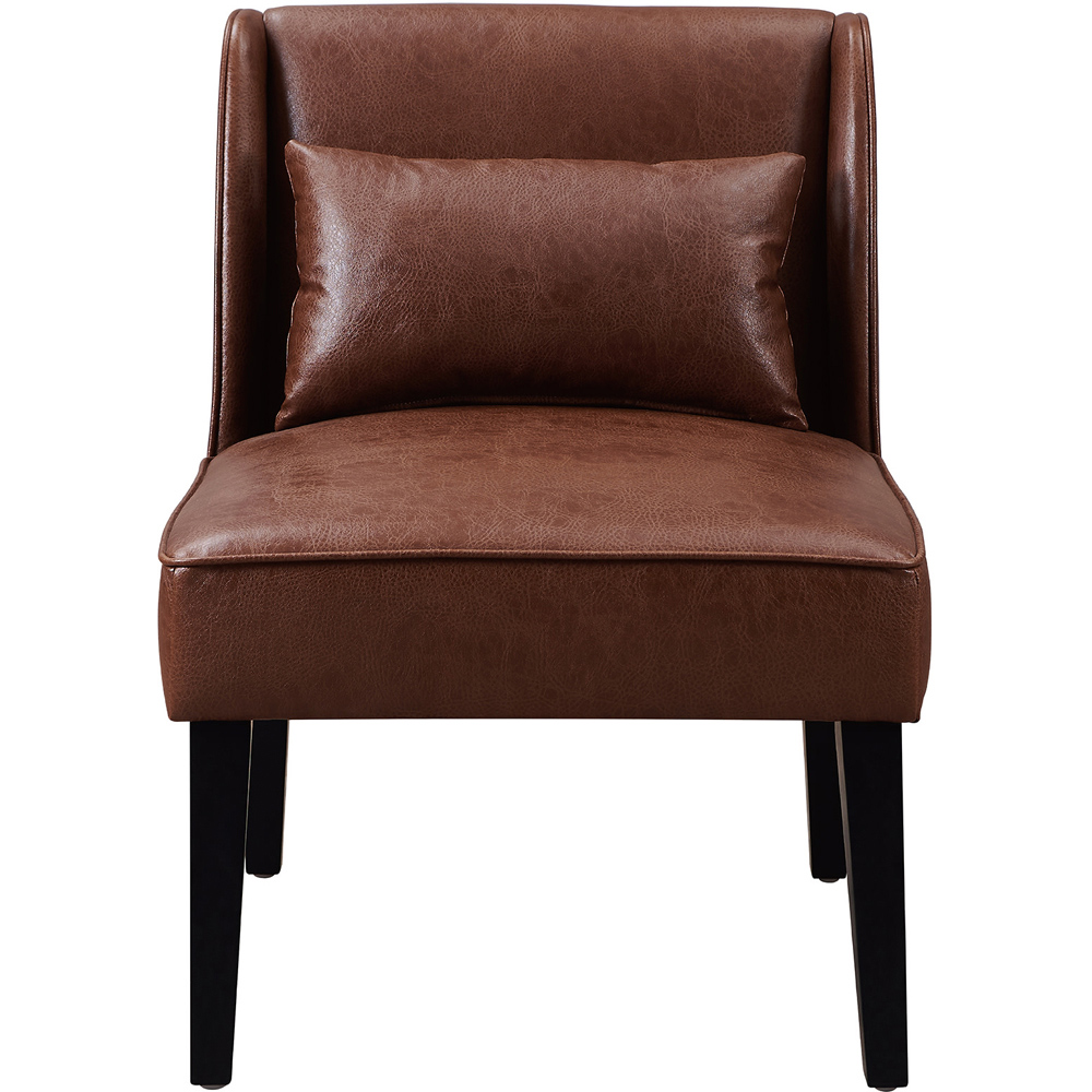 Teamson Home Marc Brown Leather Lounge Chair with Pillow Back Support Image 3