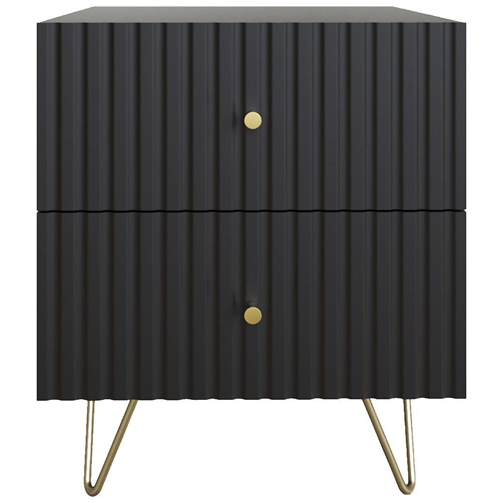 GFW Thalia 2 Drawer Black Bedside Table Image 6