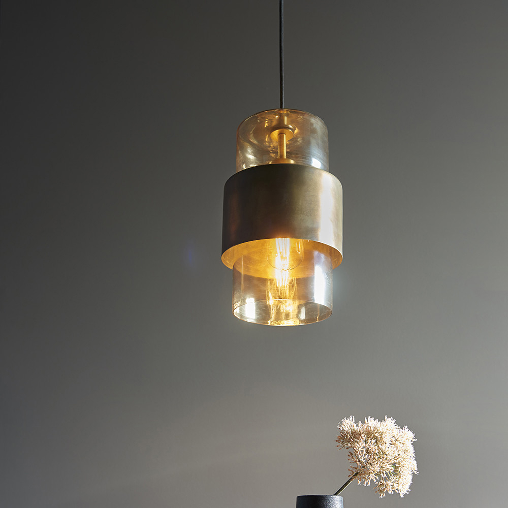 Merano Palermo Brass Patina and Champagne Lustre Glass Pendant Ceiling Light Image 5
