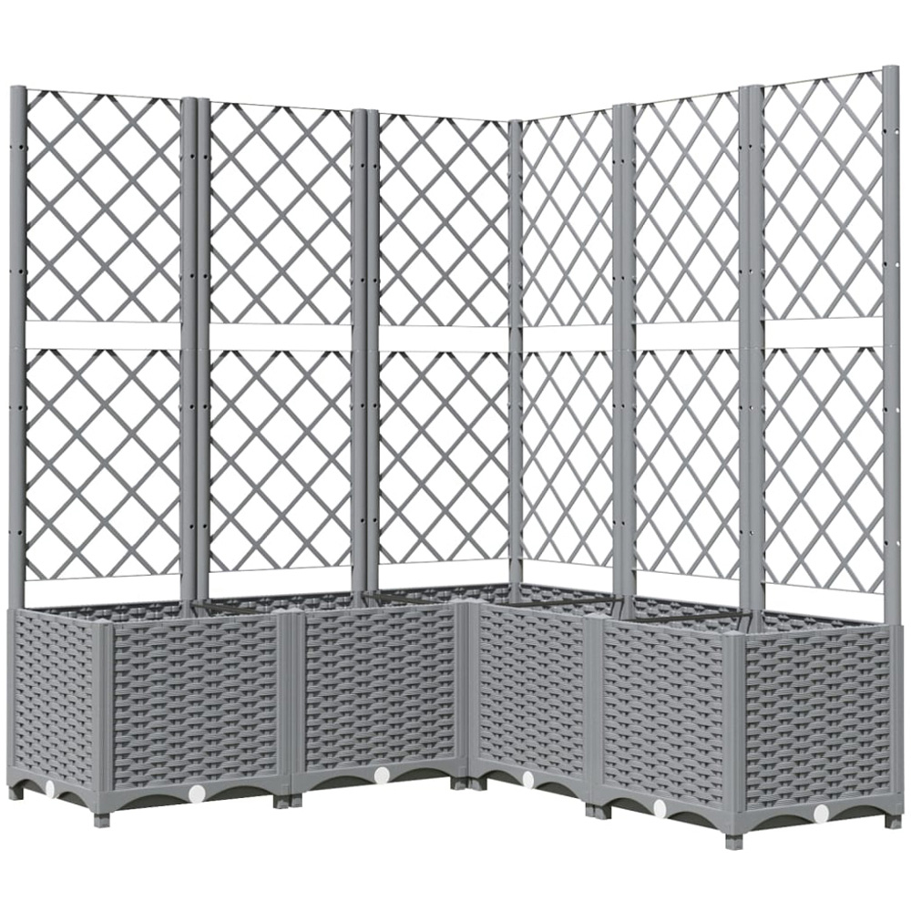 vidaXL Grey Garden Planter with Trellis 120 x 120 x 136cm Image 1