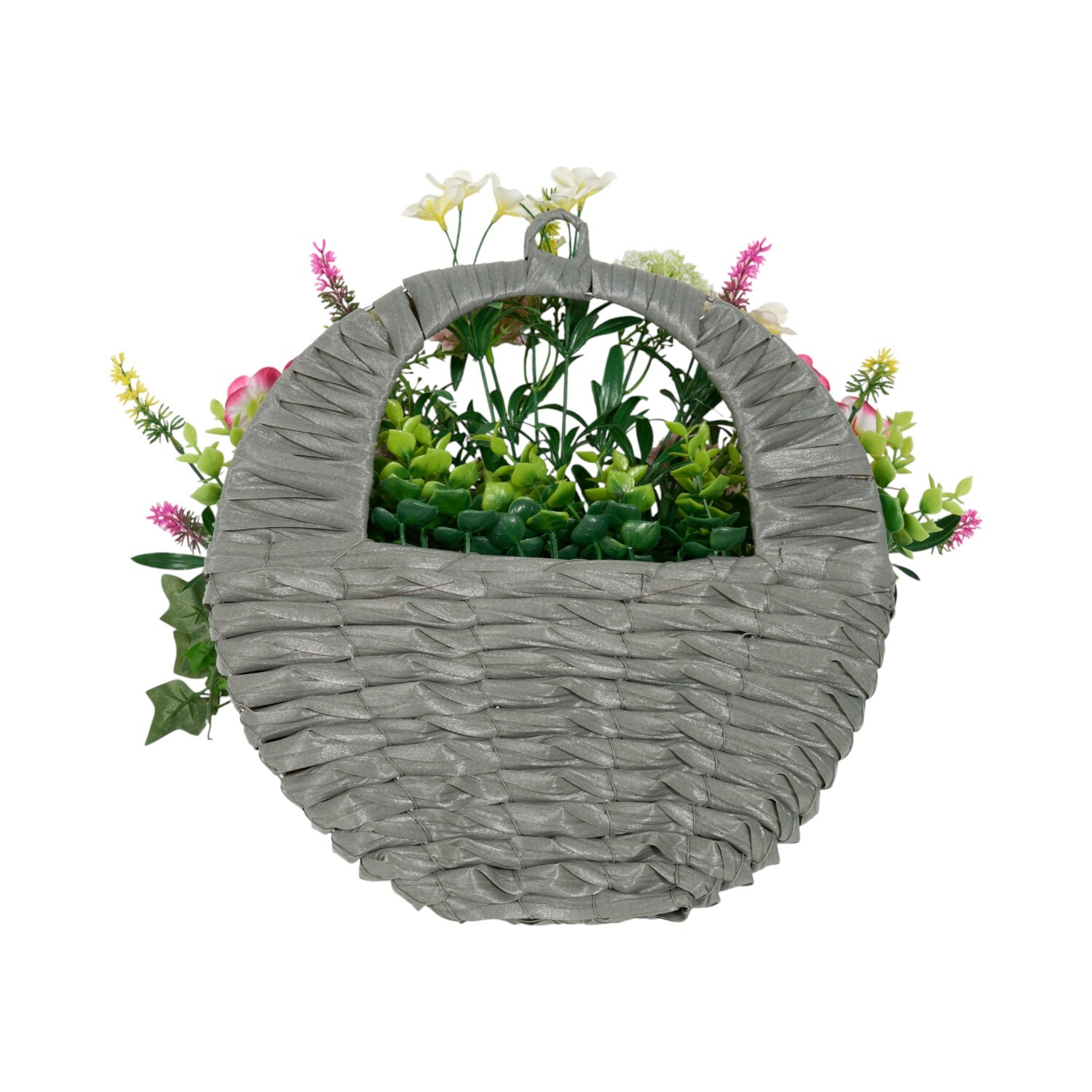 Faux Floral Hanging Ivy Wall Basket Image 4