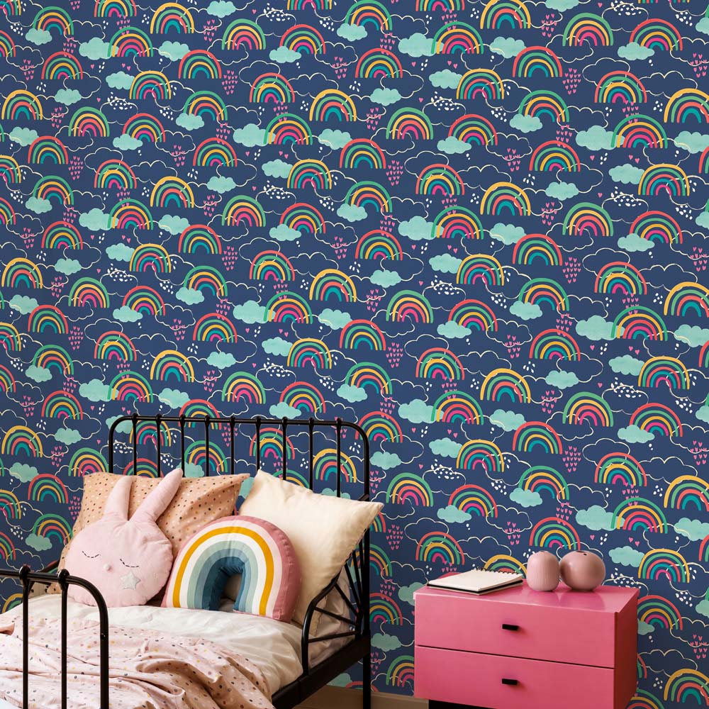 Hoopla Walls Peekaboo Rainbow Love Inky Mix Wallpaper Image 2