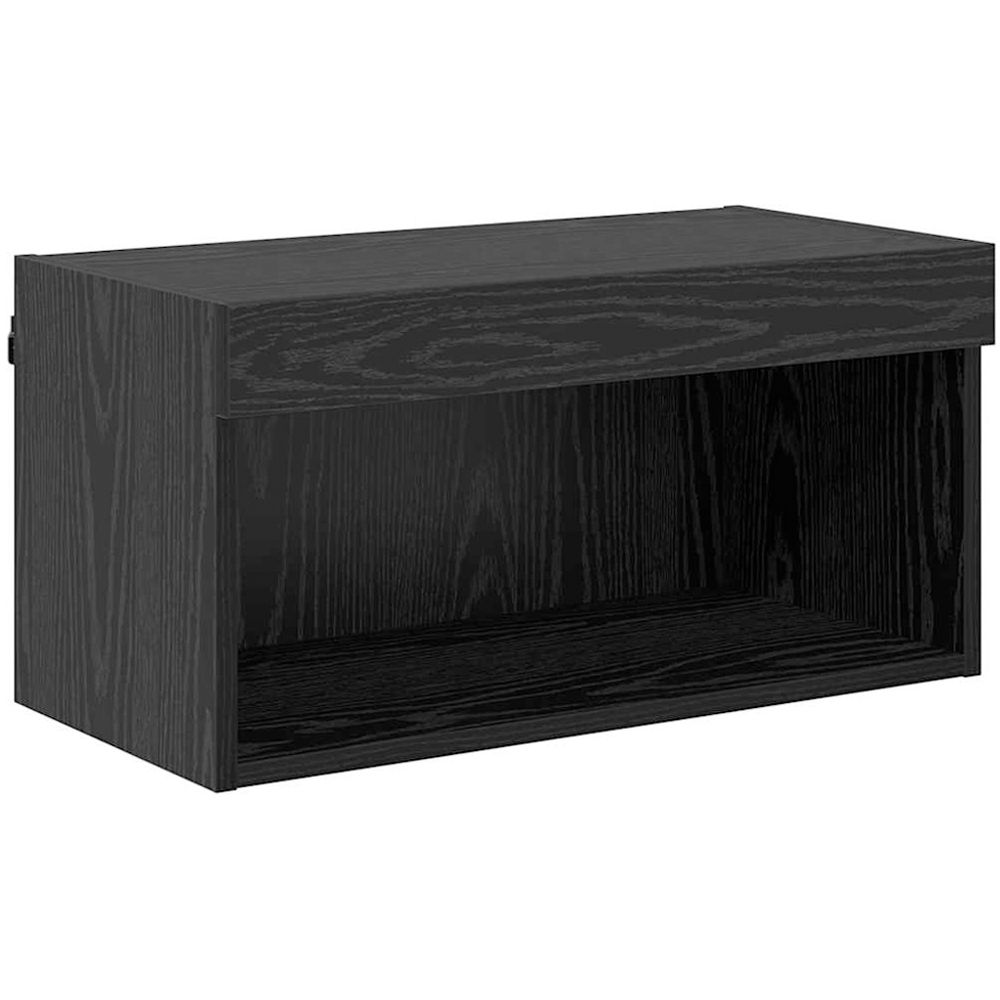 vidaXL Single Shelf Black Oak TV Cabinet with LED Lights Image 2