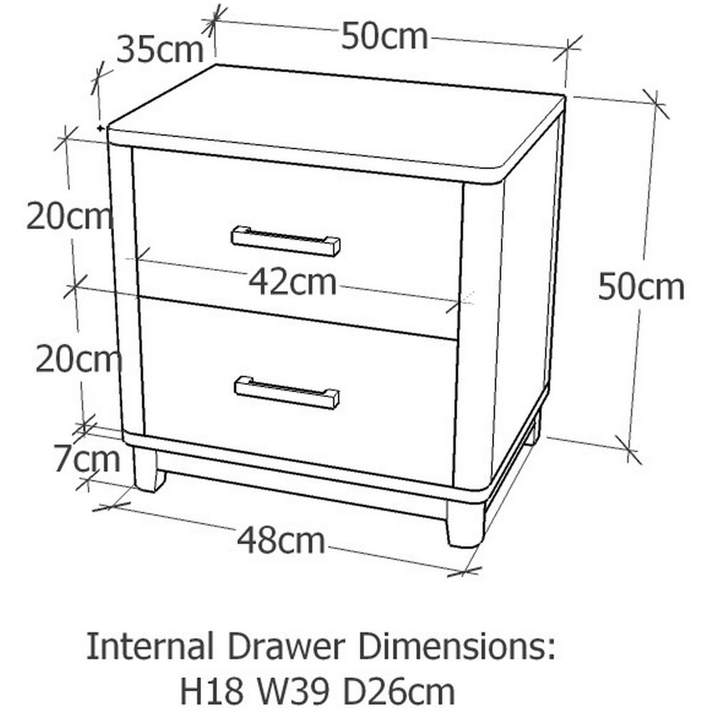 Grotti 2 Drawer Waxed Bedside Table Image 9