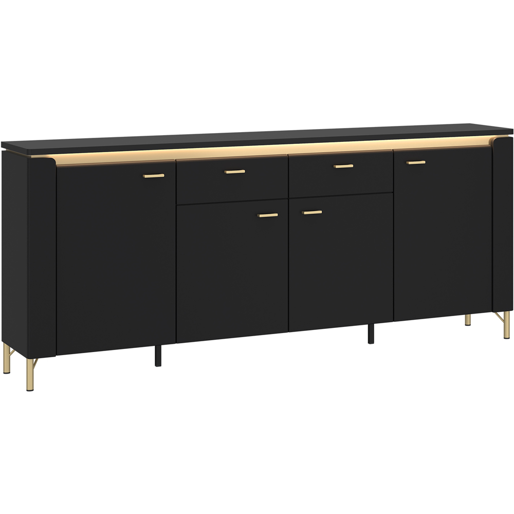 Furniture To Go Genoa 4 Door 2 Drawer Black Sideboard Image 2