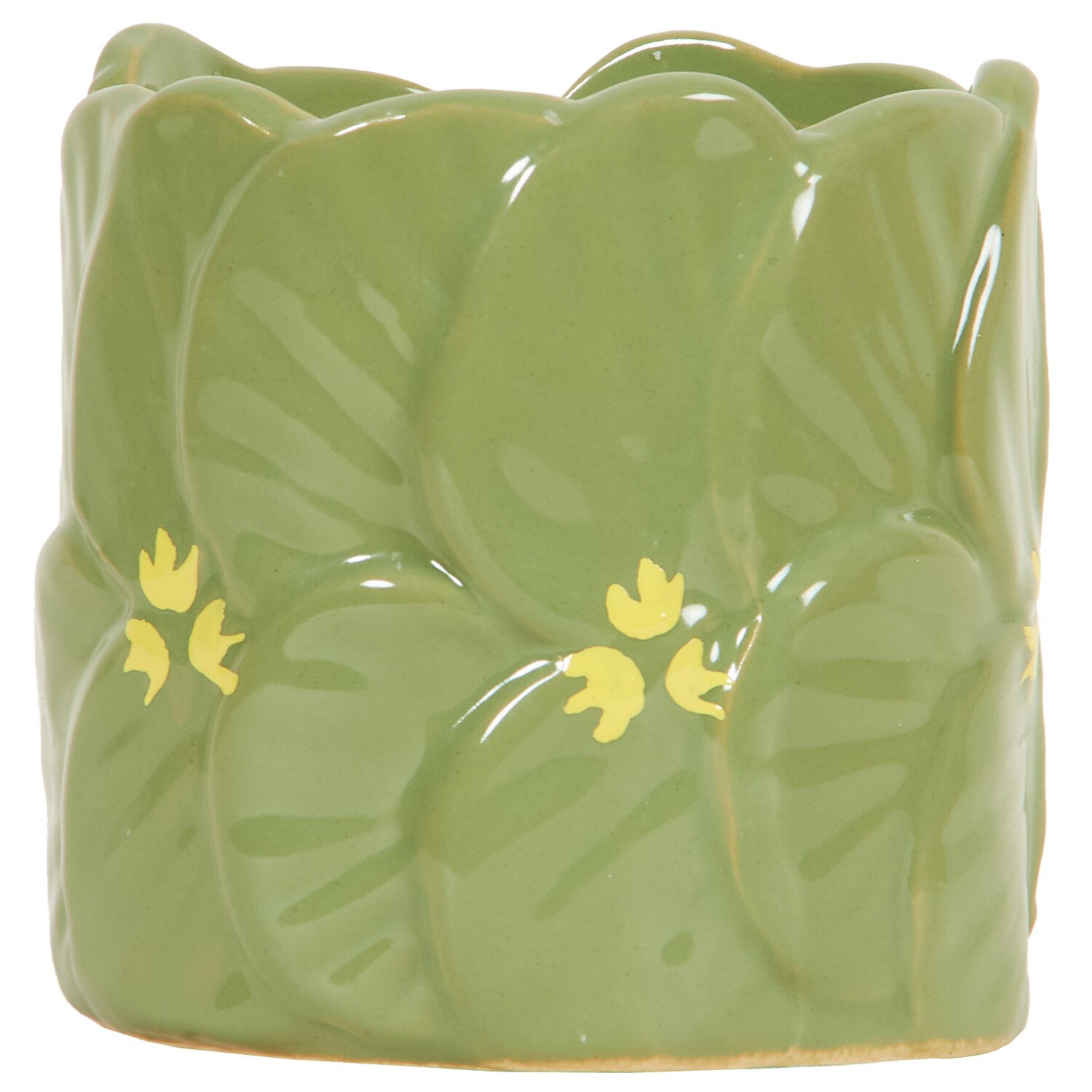 Flower Ceramic Candle - Yellow or Green Image 3