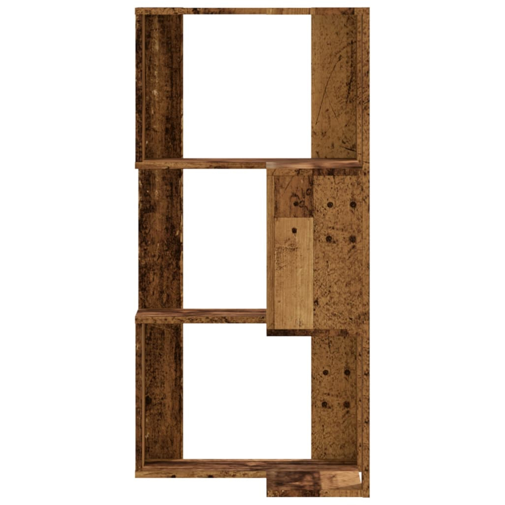 vidaXL 3 Shelf Brown Old Wood Corner Bookcase Image 3