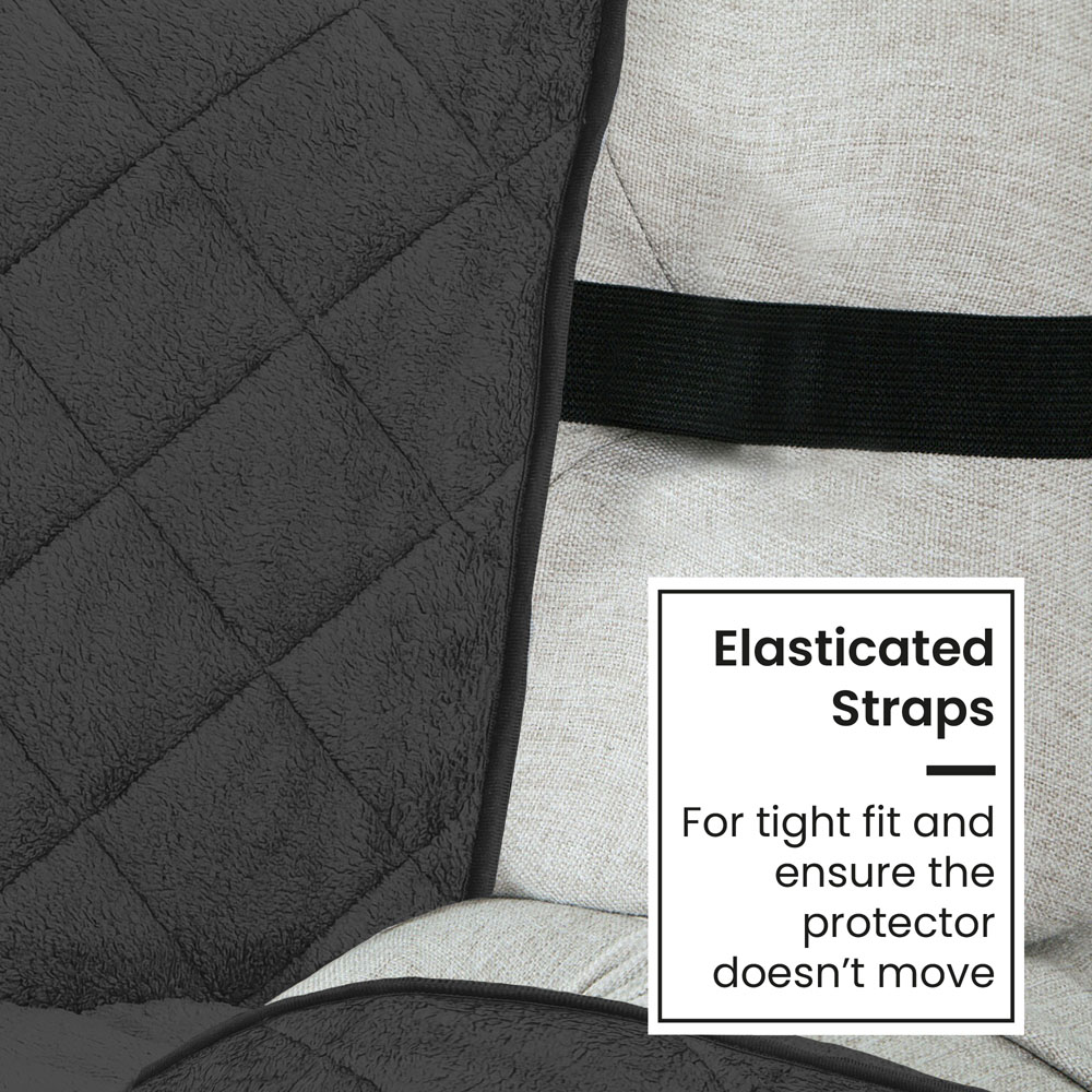 Homerepublic 2 Seater Charcoal Teddy Fabric Water-Repellent Sofa Protector with Elasticated Straps Image 4