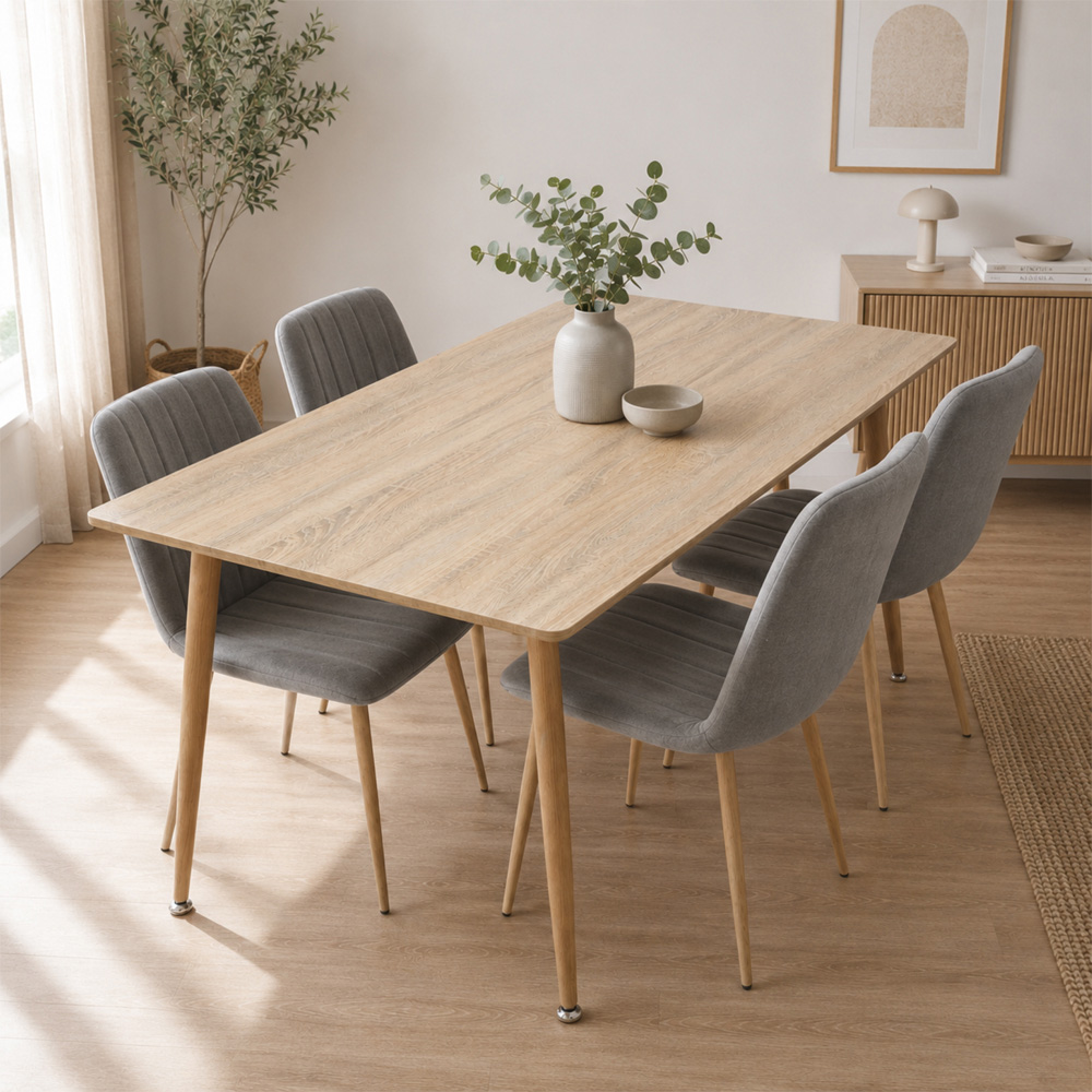 Kosy Koala 4 Seater Wood Effect Padded Dining Set Grey Image 1