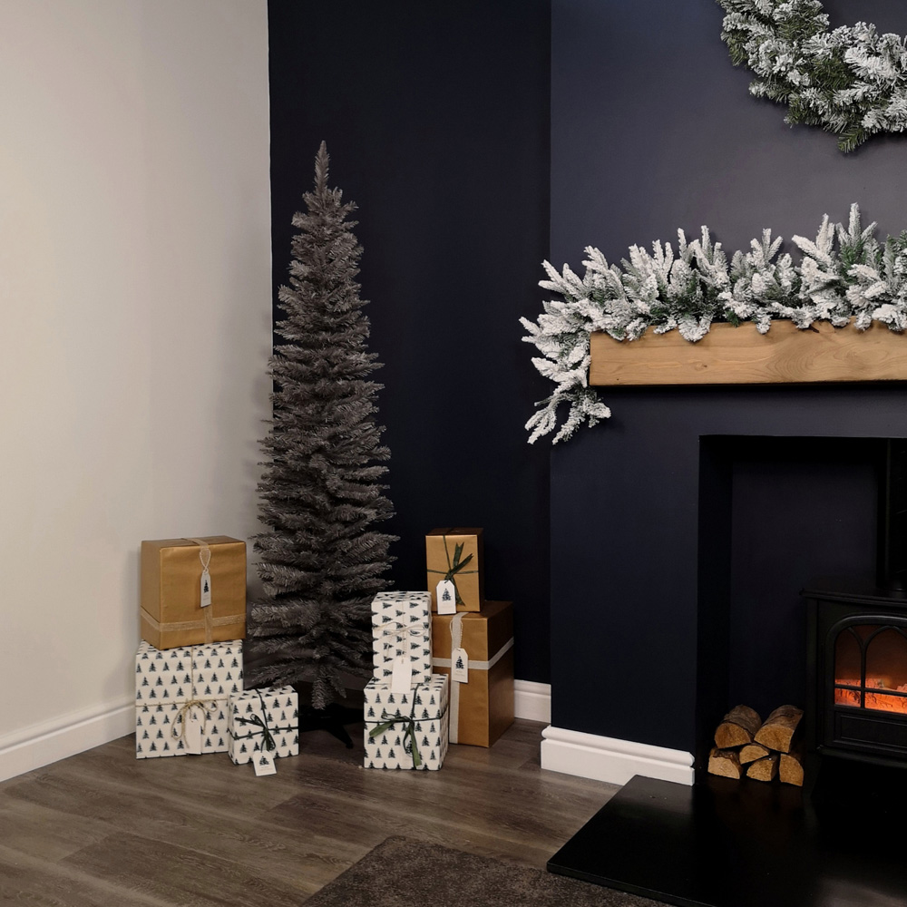 Samuel Alexander Grey Pencil Pine Slim Artificial Christmas Tree 6ft Image 8