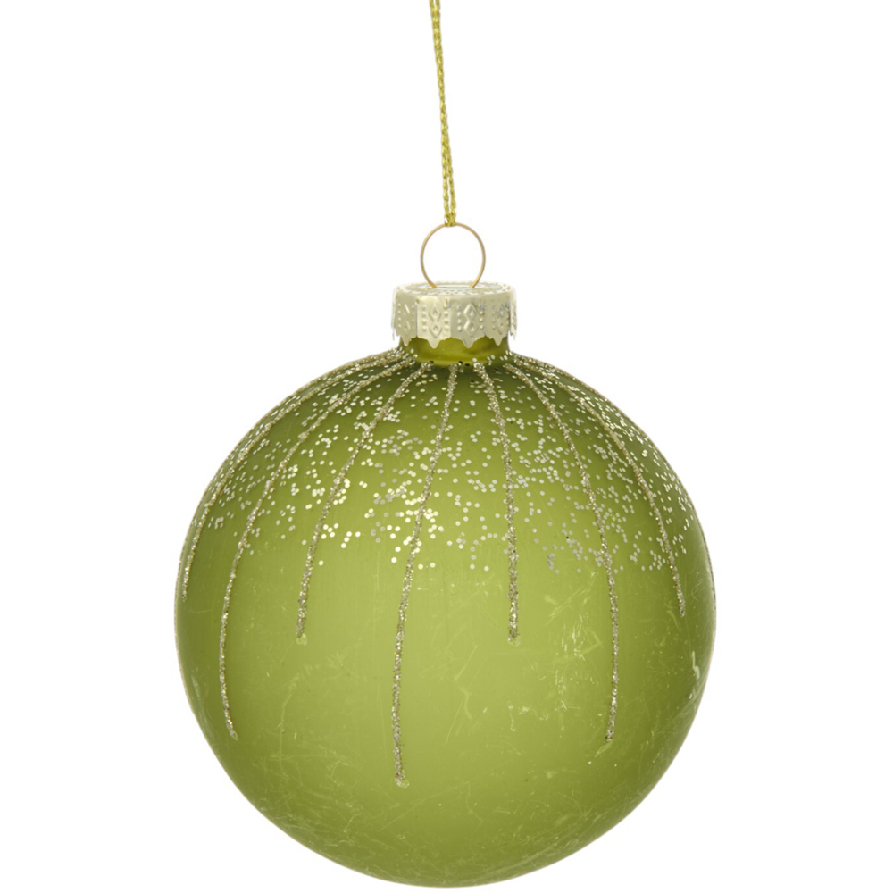 Glitter Olive Green Bauble Image 3