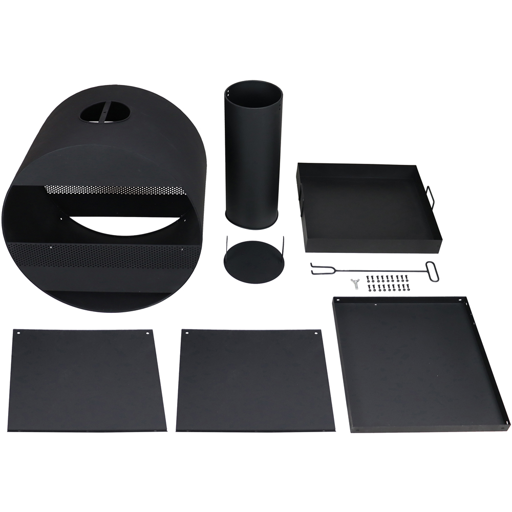 Charles Bentley Snug Sao Paul Black Powder Coated Steel Modern Chimenea with Poker and Log Storage Image 5