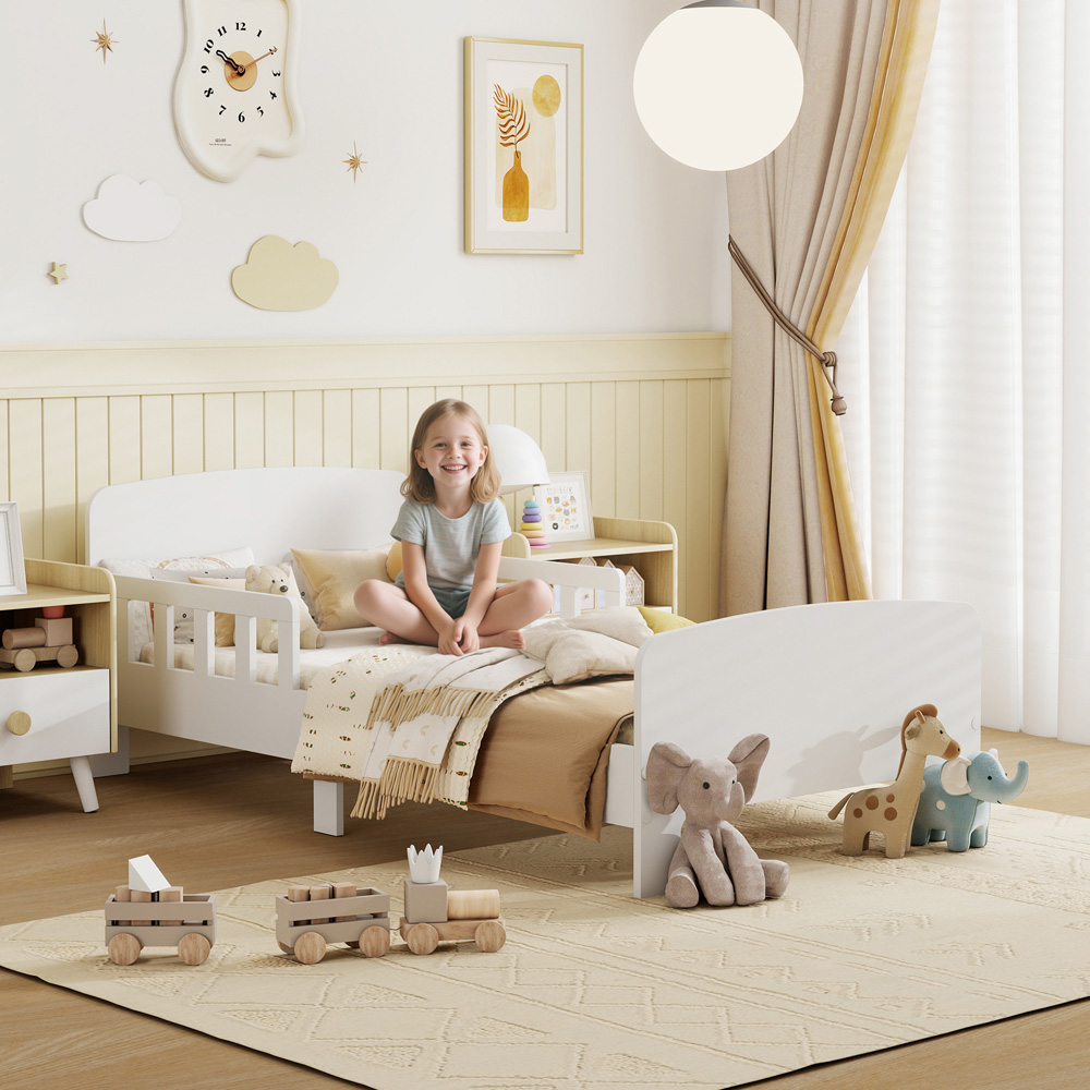 AIYAPLAY White Kids Toddler Bed Frame Image 6