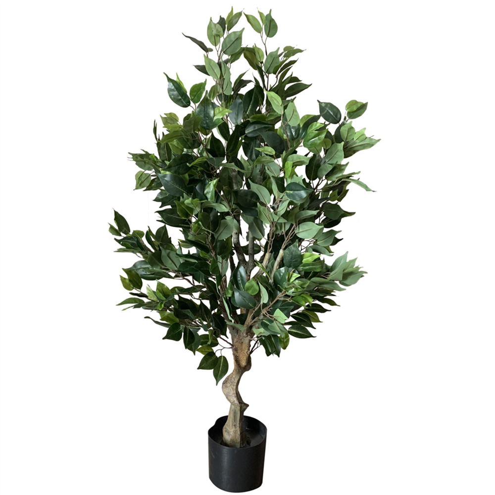 Leaf Artificial Ficus Twist Tree Pot 100cm Image 1