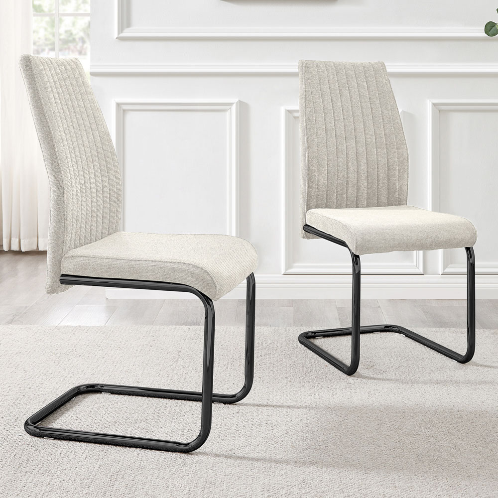 Furniturebox Fontana Set of 2 Cream and Black Dining Chair Image 1