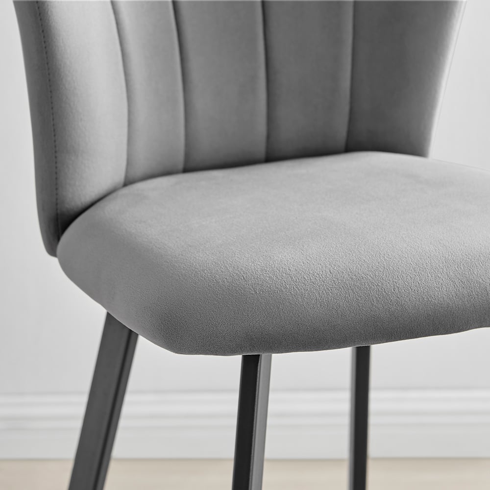 Furniturebox Hazel Grey and Black Velvet Bar Stool Set of 2 Image 3