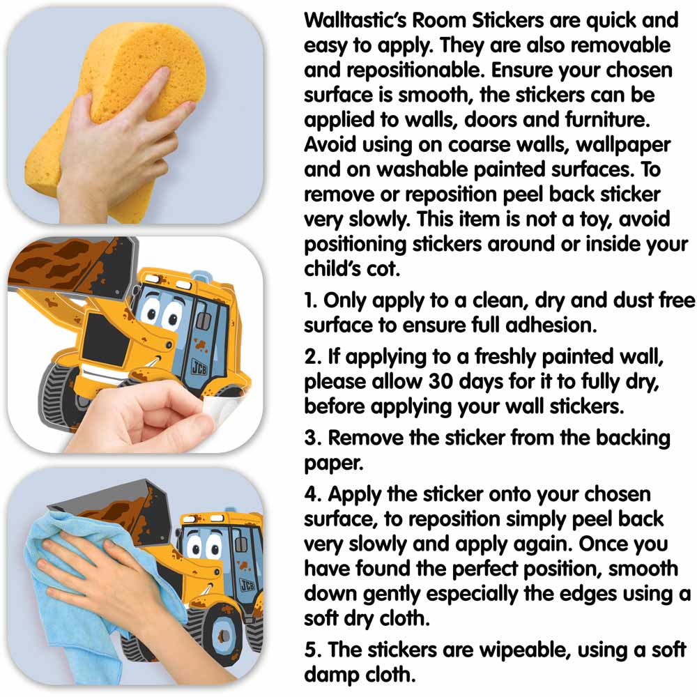 Walltastic JCB Digger Roller Dumptruck Wall Stickers Decor Kit 38 Pack Image 3