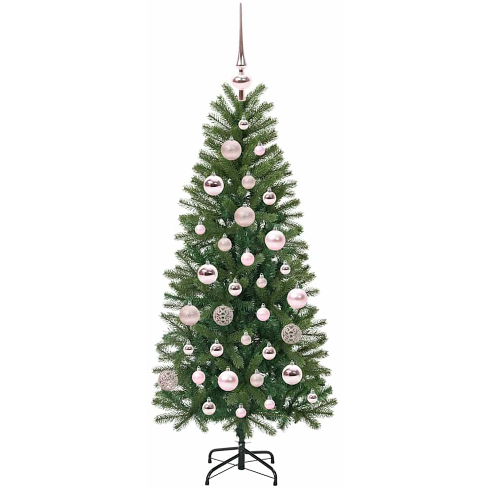 vidaXL Pre-Lit Pink Baubles Green Artificial Christmas Tree 4ft Image 4