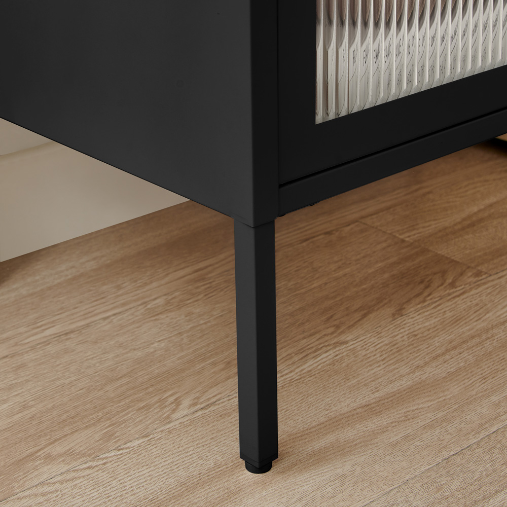 Furniturebox Alba Single Door Black Metal Bedside Table Image 4
