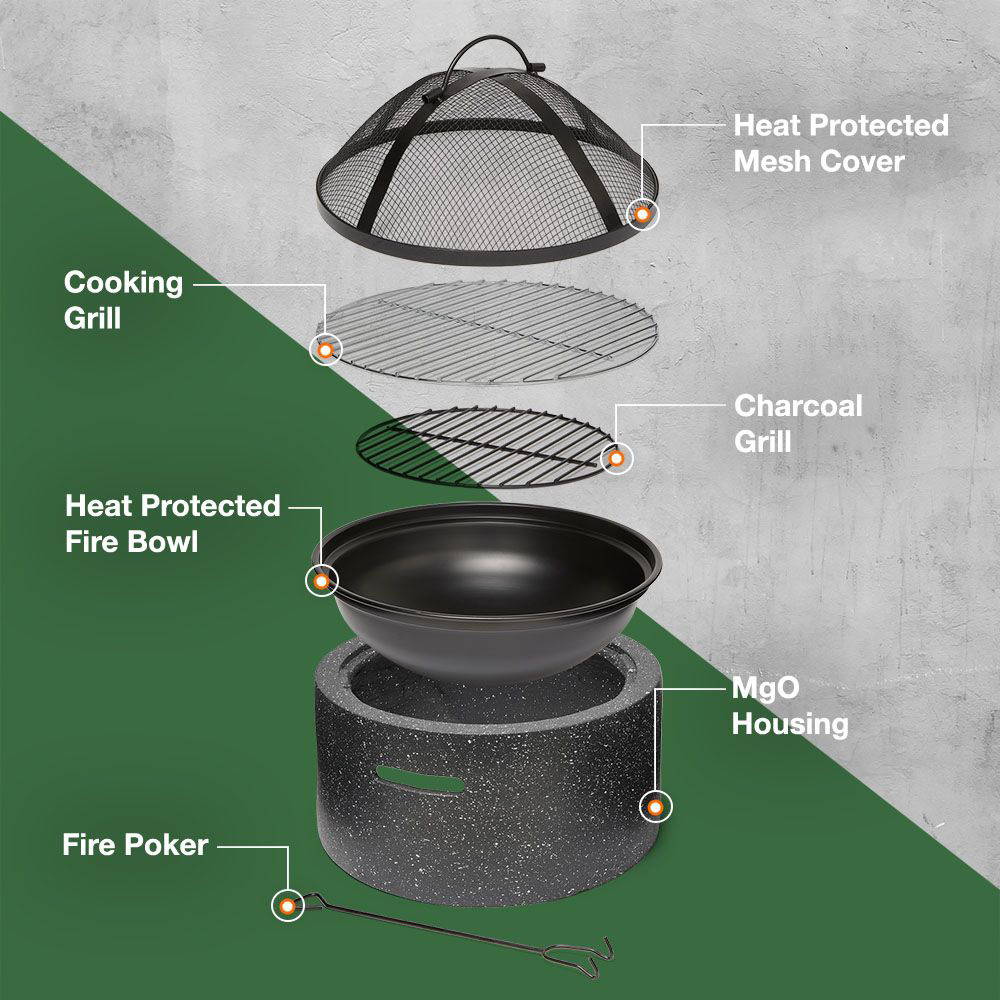 VonHaus 2 in 1 Firepit with BBQ Cooking Grill Image 6