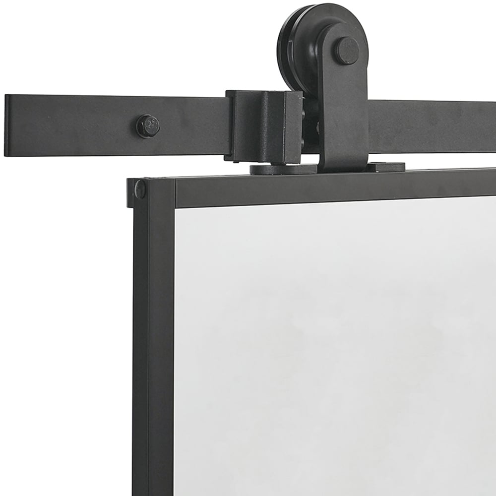 Living and Home 5 Lite Clear Glass Black Barn Door Image 6