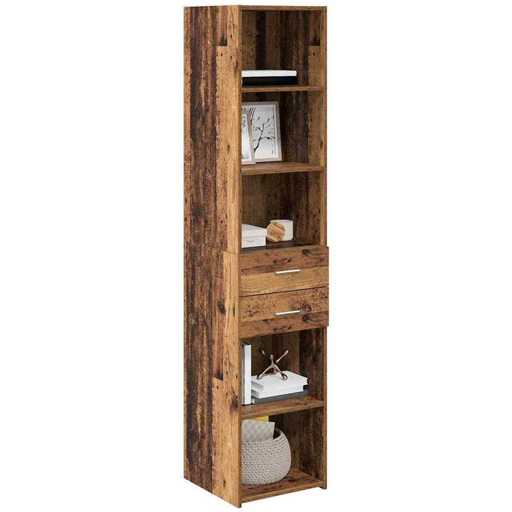 vidaXL 2 Drawer 5 Shelf Old Wood Highboard Image 3