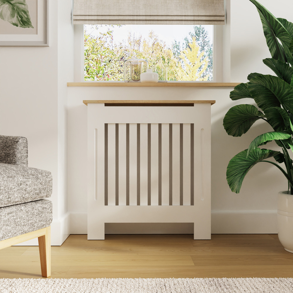 GFW Longslow Classic White Vertical Slat Radiator Cover Small Image 5