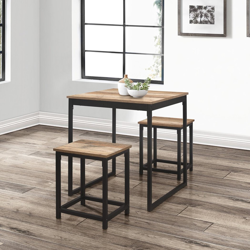 Urban 2 Seater Compact Dining Set Oak and Black Image 8