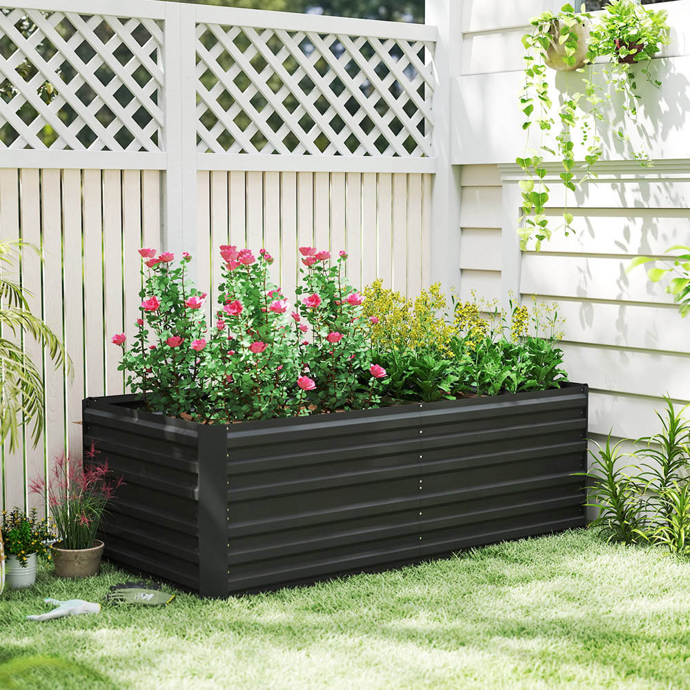 Outsunny Galvanised Steel Black Outdoor Raised Bed with Reinforced Rod 180 x 90cm Image 5