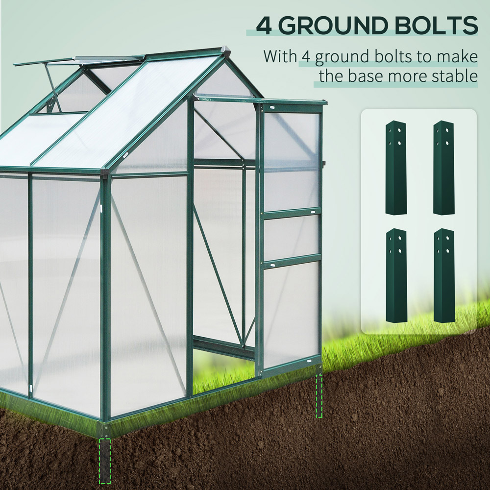 Outsunny 6 x 4ft Green Polycarbonate Greenhouse Image 6