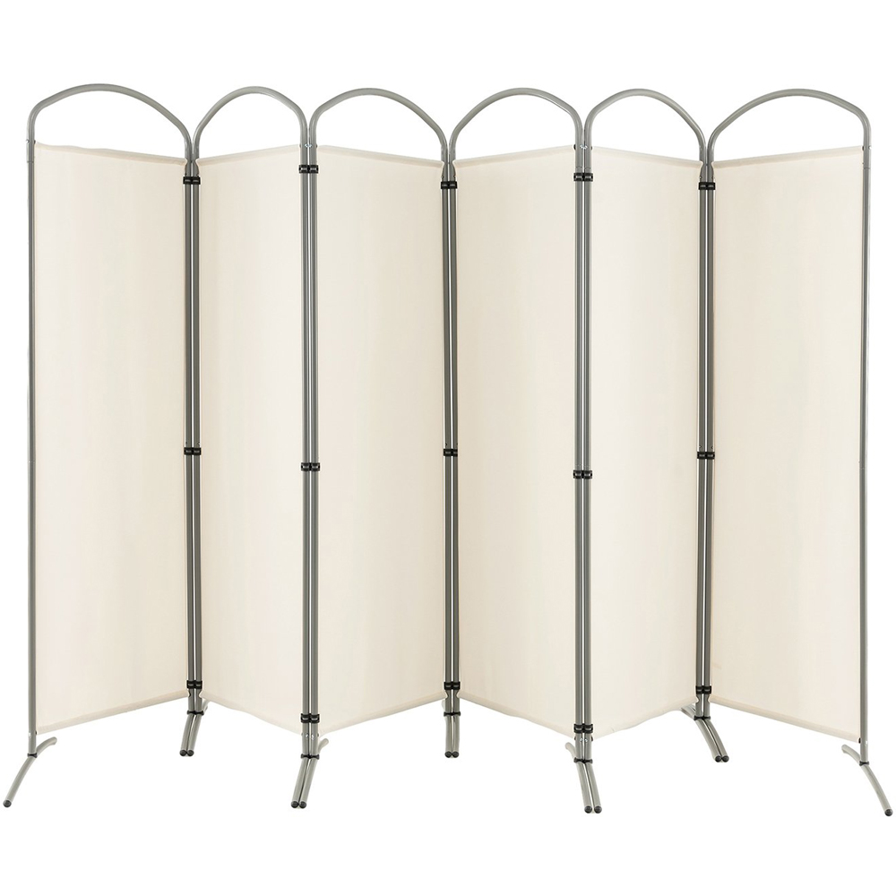 Costway 6 Panel Cream Freestanding Fabric Room Divider Image 1