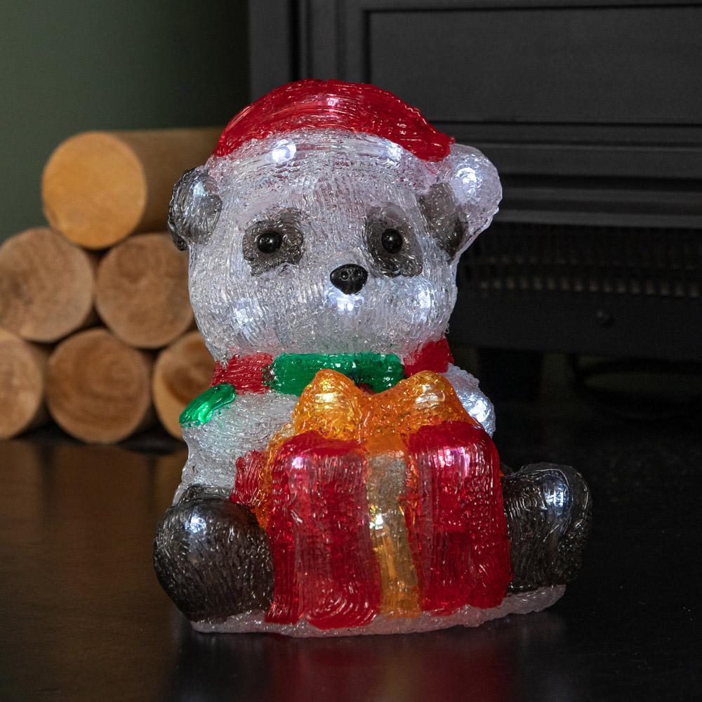 Samuel Alexander 30 Cool White LED Ice Panda Christmas Decoration 20cm Image 1