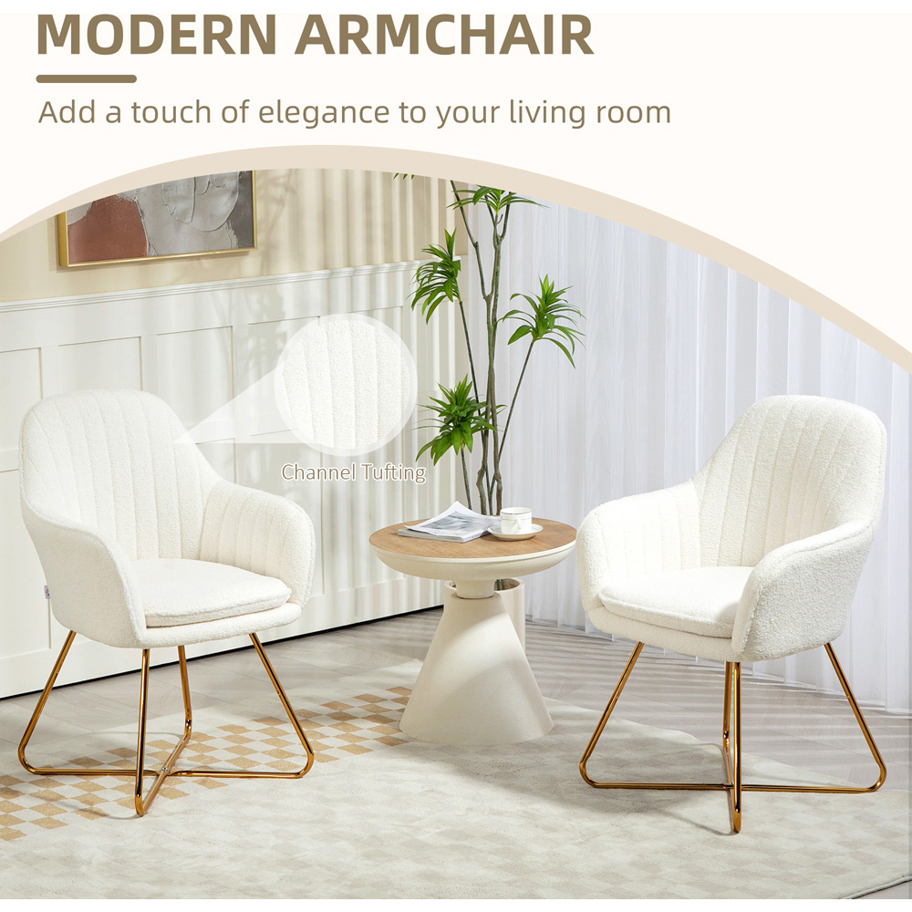 HOMCOM Set of 2 White Sherpa Fleece Dining Chair Image 4