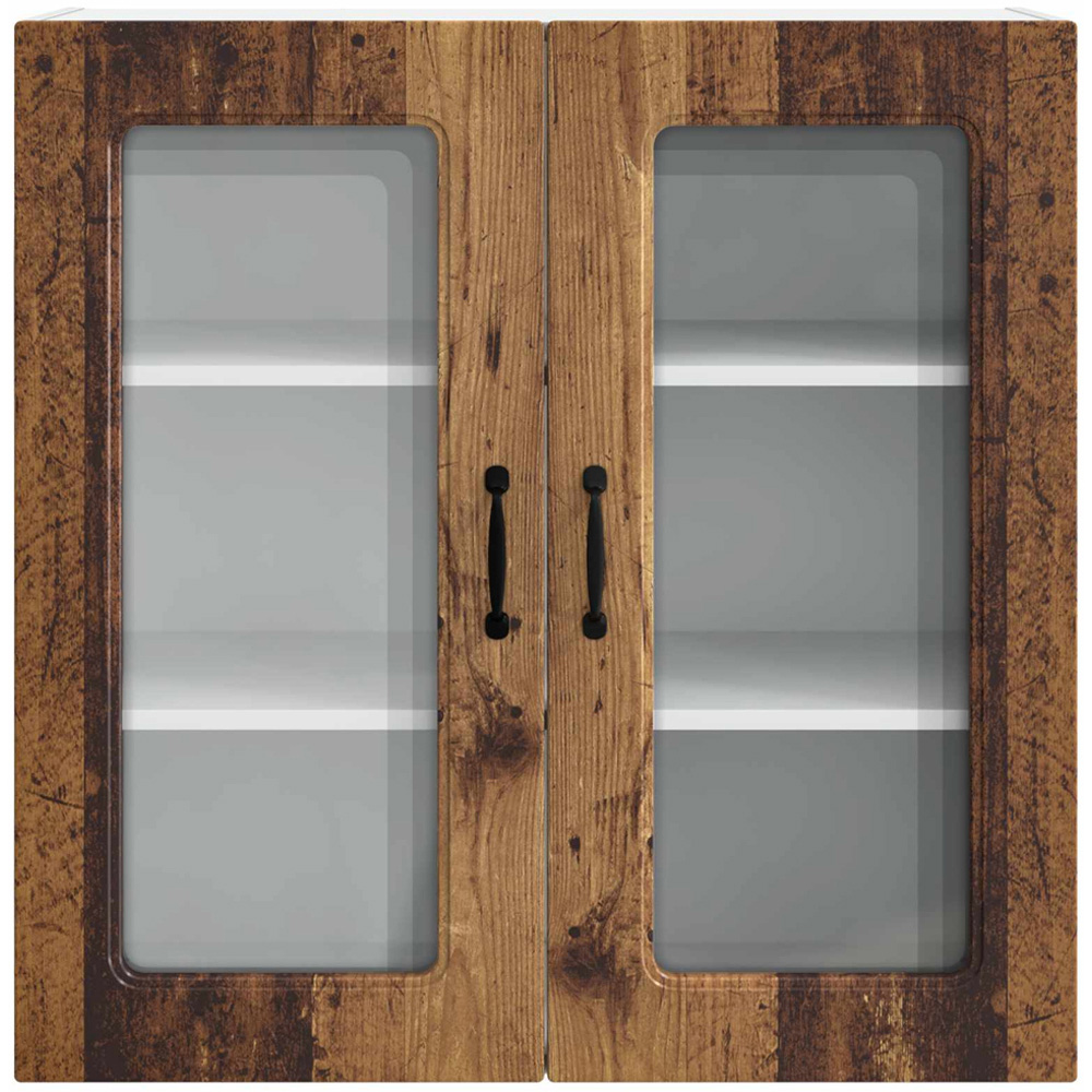vidaXL 2 Glass Door Old Wood Kitchen Wall Cabinet Image 4