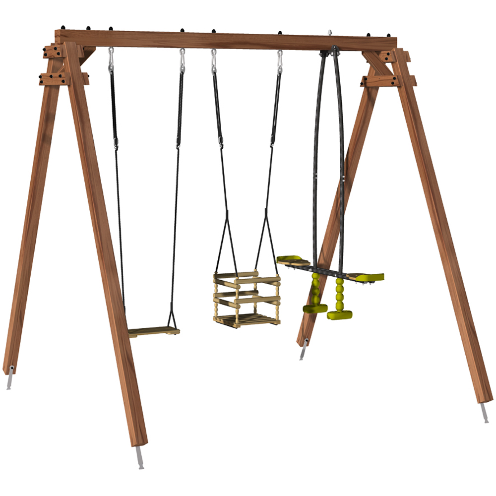 Soulet Pierre Kids Wooden Triple Swing Set Image 5