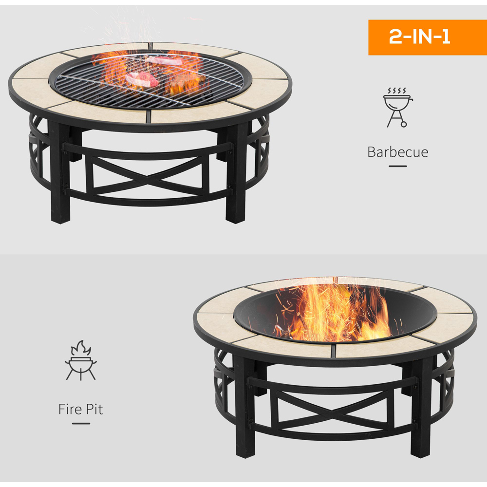 Outsunny Black Metal Large Fire Pit Image 7