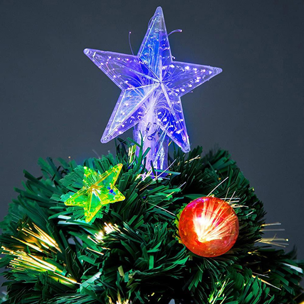 Shatchi Baubles and Stars Fibre Optic Artificial Christmas Tree 5ft Image 2
