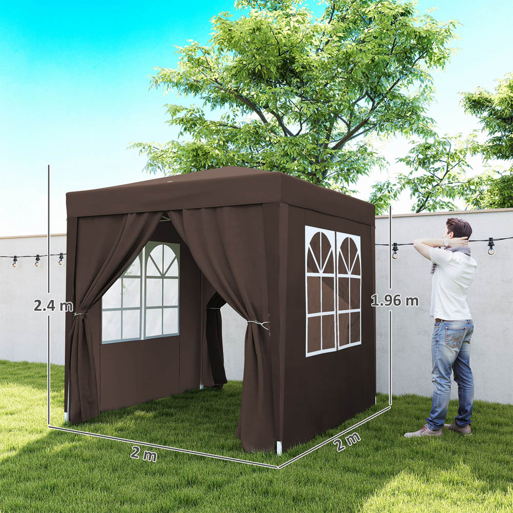 Outsunny 2 x 2m Coffee Marquee Pop Up Gazebo Party Tent Image 8