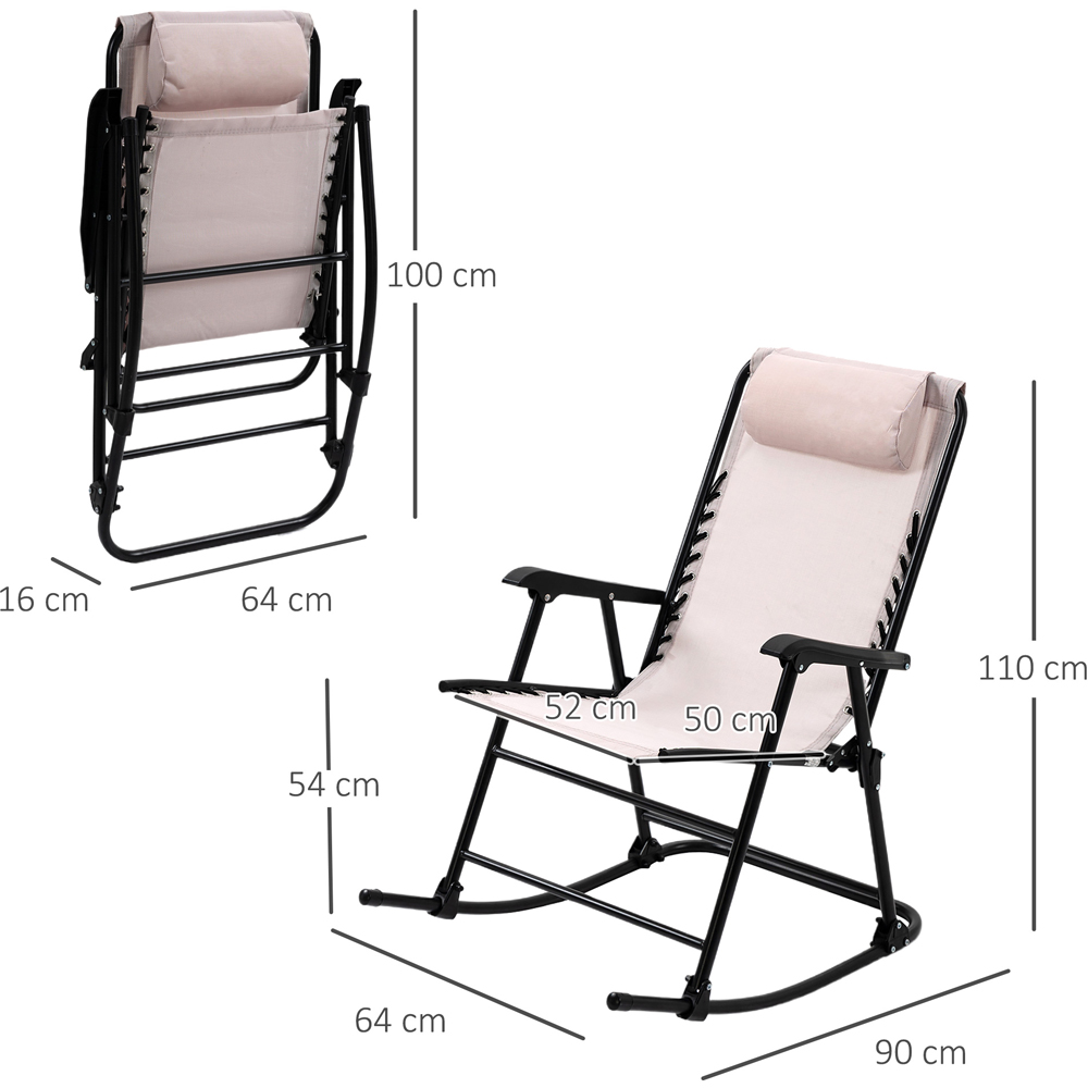 Outsunny Beige Zero Gravity Folding Rocking Chair Image 7