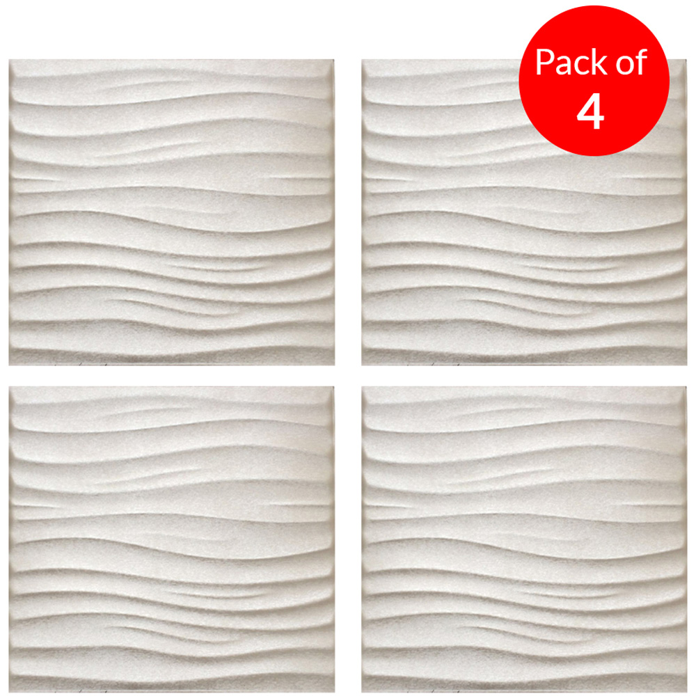 Britwall Nile Wave 3D Grid PU Leather Wall Panel 600 x 600mm 4 Pack Image 2