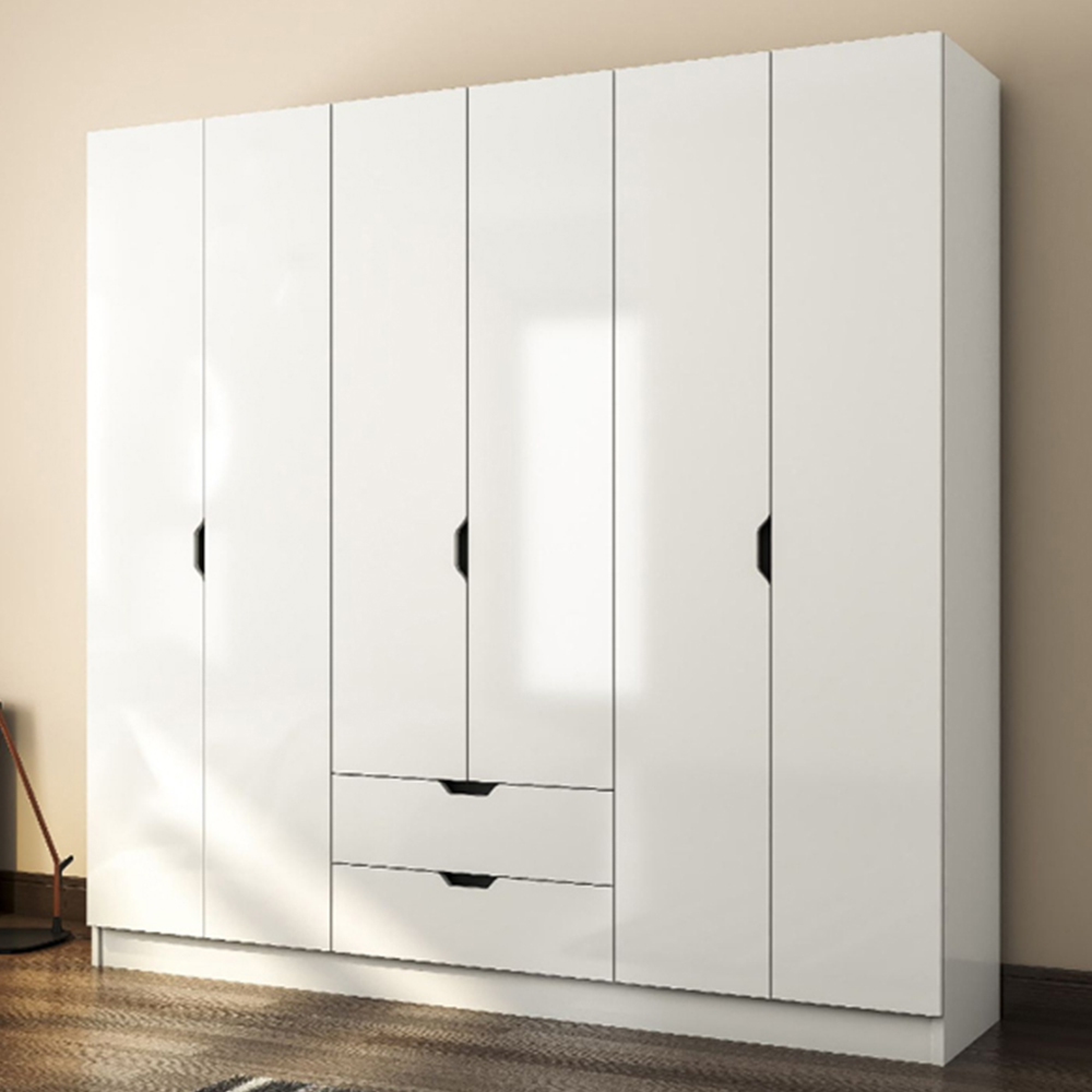 Evu Bergen 6 Door 2 Drawer White Wardrobe Image 1