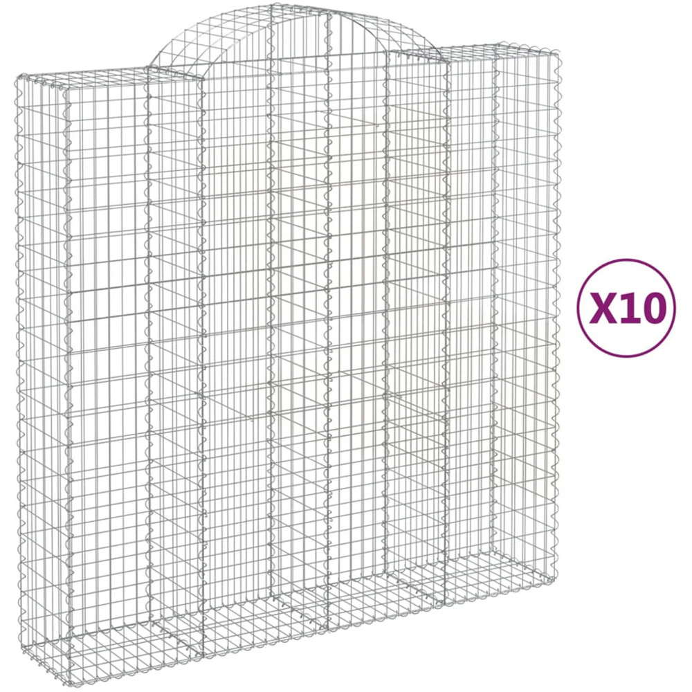 vidaXL Silver Galvanised Iron Gabion Basket 200 x 50 x 200/220cm 10 Pack Image 4