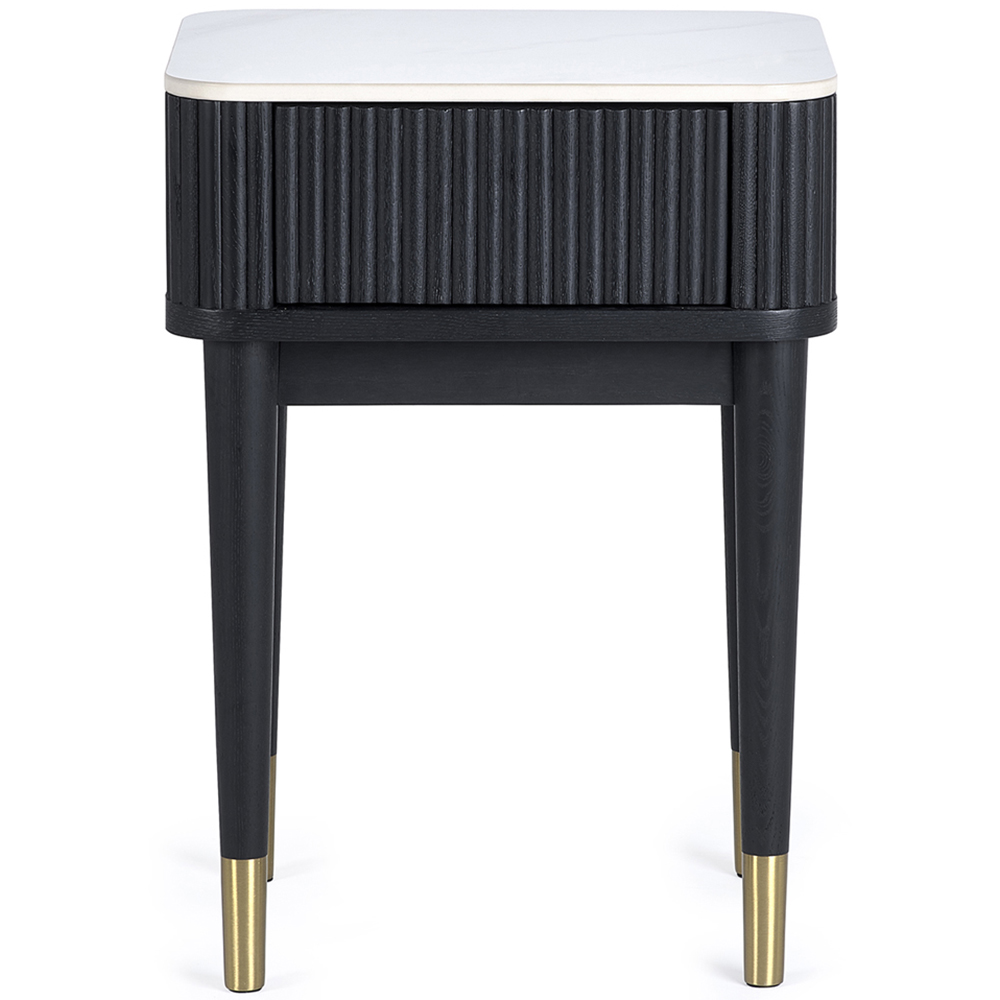 Julian Bowen Louis Single Drawer Black Fluted Stone Top Lamp Table Image 3