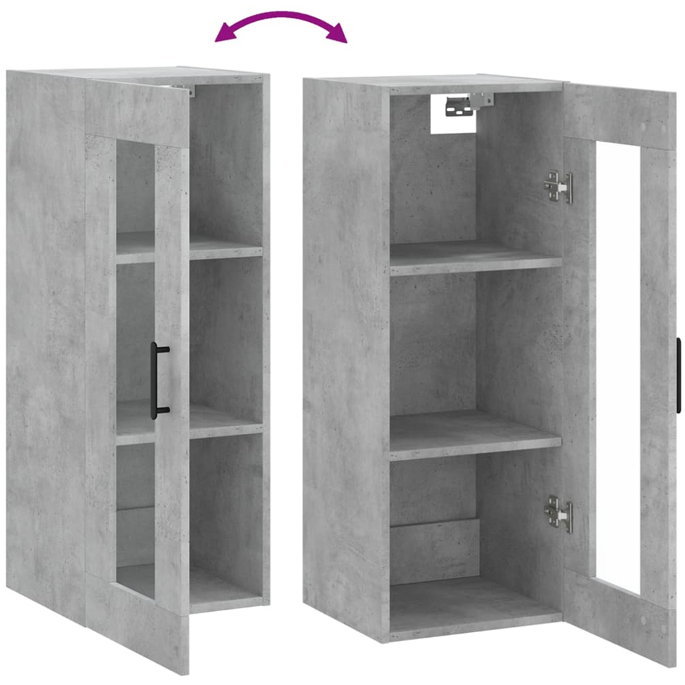 vidaXL Single Glass Door Concrete Grey Wall Mounted Cabinet Image 8